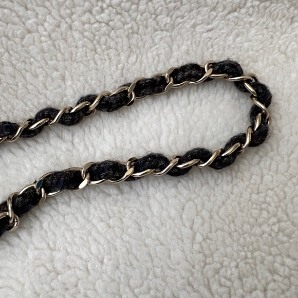 Auth Chanel 22K Classic Small CC Logo Tweed Chain Leather Belt - Size 70 - Picture 4 of 8